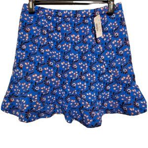 NWT J Crew Blue Floral Flair Mini Skirt Y2K Size 10